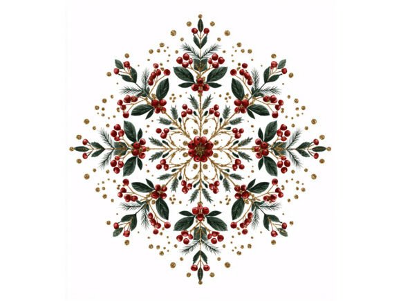12 JPG Christmas Berry Snowflake Illustrations