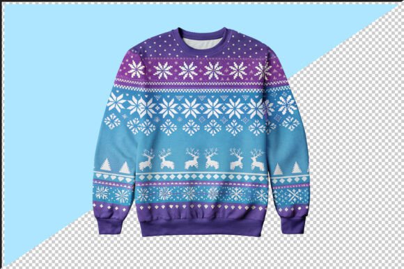 Blue Purple Ugly Christmas Sweater PNG & Illustrations