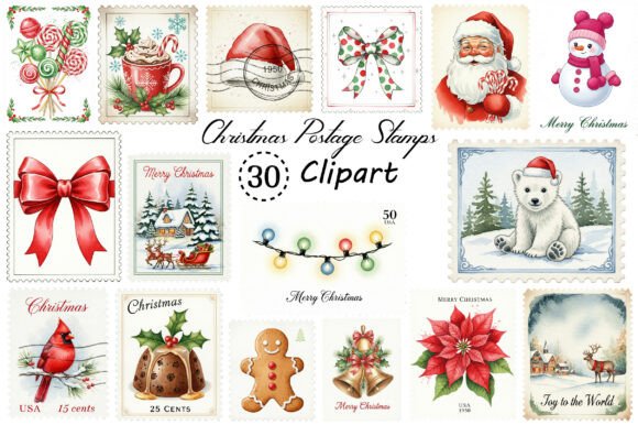 Christmas Postage Stamps PNG Review