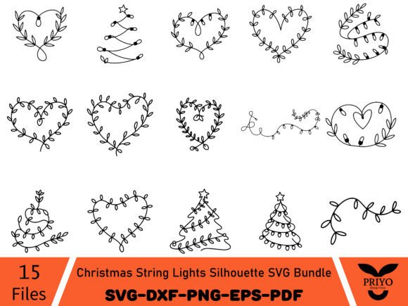 Christmas String Lights Silhouette SVG for Illustrations