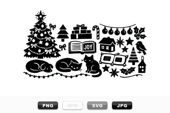 Cozy Christmas Holiday Clipart and Illustrations