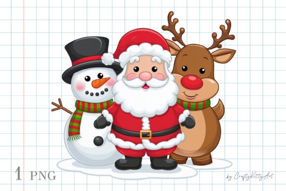 Cute Happy Christmas Santa Crew PNG Art & Illustrations