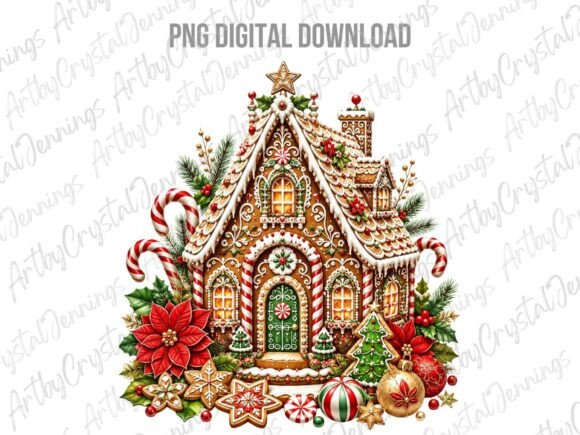 Gingerbread House Christmas PNG Illustrations