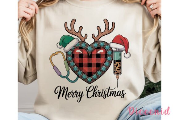 Nurse Christmas Plaid Heart PNG Clipart & Illustrations