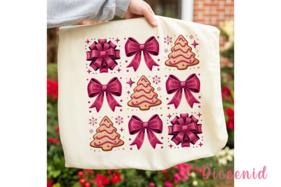 Pink Christmas Bows Cookies Clipart PNG Review