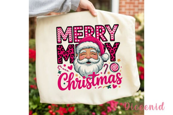 Pink Christmas Santa Sublimation Design & Illustrations