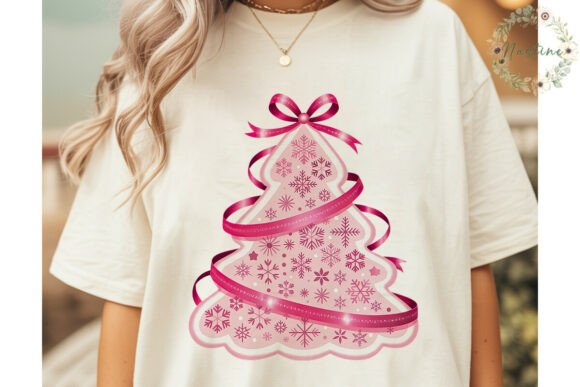 Pink Snowflake Christmas Tree PNG Illustrations
