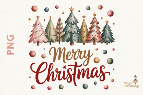 Vintage Merry Christmas Sublimation PNG: Holiday Illustrations