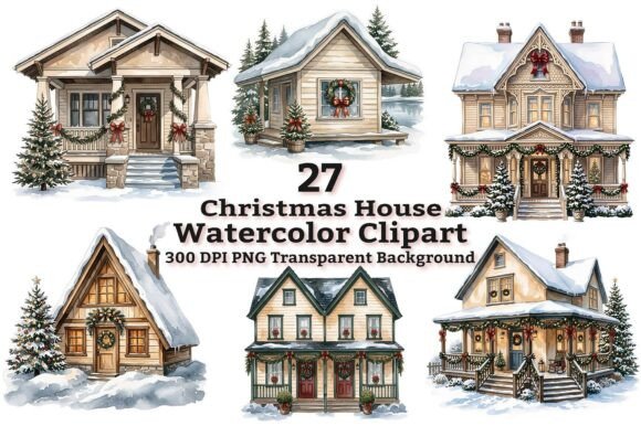 Winter Christmas House Clipart & Illustrations Review
